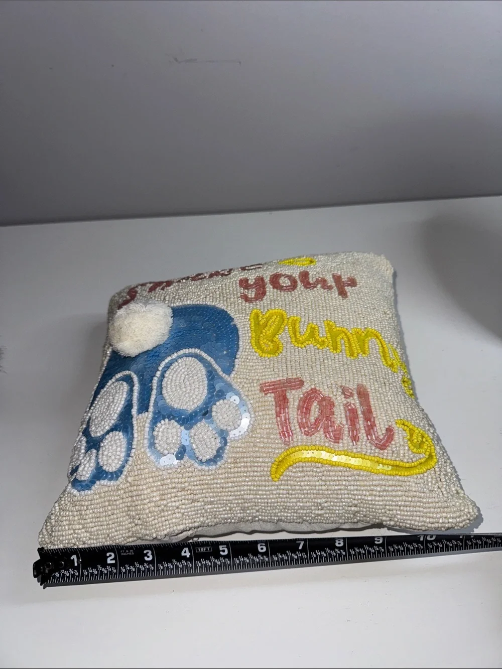 Beaded “Shake Your Bunny Tail” Easter Throw Pillow – DIY Project